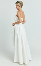 Bianca Maxi Dress - Strapless Fit And Flare Dress in Ivory