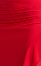 Almarie Midi Dress - Halter Neck Mesh Dress in Red