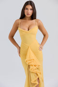 Apricot Ruffled Front Gown