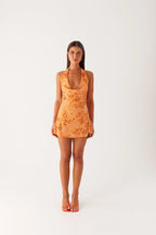 Cinzia Beaded Mini Dress - Orange
