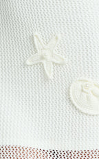 Alodia Maxi Dress - Sheer Crochet Knit With Crochet Seashells And Keyhole Dress in Off White