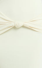 Amelita Midi Dress - Long Sleeve Knot Detail Dress in Cream