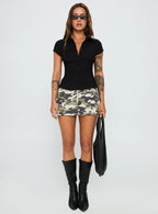 Voltage Denim Mini Skirt Camouflage