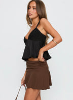 Indulge Yourself Ruched Mini Skirt Chocolate