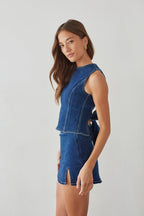 Maggie High Waist Denim Skort