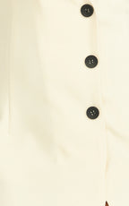 Makayla Midi Dress - Low Cut Button Down Midi Dress in Cream