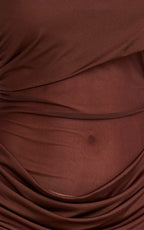Riley Maxi Dress - Gathered Over Bust Dress in Brown