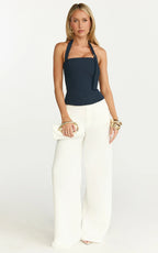 Tyler Top - Adjustable Halter Fitted Top in Navy