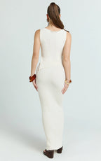 Klarisse Two Piece Set - Asym Top and Maxi Skirt Set in Cream