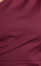 Karlie Midi Dress - One Shoulder Fitted Dress in Wine