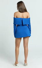 Ursula Mini Skirt - Structured Tailored Skirt in Cobalt
