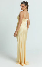 Quincy Maxi Dress - Satin Slip Dress in Lemon