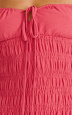 Eloise Midi Dress - Shirred Bodice Split Leg A Line Dress in Rose
