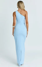 Criselda Maxi Dress - One Shoulder Maxi Dress in Blue