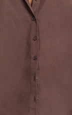 Kalpena Shirt - Ruched Side Oversized Shirt in Chocolate