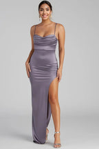 Lola High Slit Satin Dress