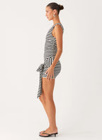 All Day Mini Dress - Black White Stripe