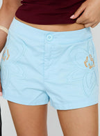 Leleia Embroidered Shorts Blue