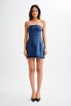 Cecily Strapless Denim Mini Dress - Dark Blue