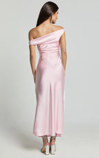 Alexia Midi Dress - One Shoulder Bust Slip Dress in Soft Pink