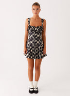 Tuni Mini Dress - Taupe Check