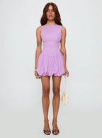Cicely Bubble Hem Mini Dress Lilac