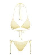 Nevaeh Ribbed Triangle Bikini Top Yellow