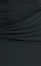 Ginny Maxi Dress - Asymmetric Neck Waist Tie Dress in Black