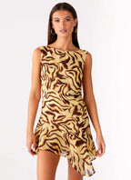 Maris Asymmetrical Mini Dress - Laguna Print