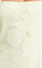 Sienna Mini Dress - Square Neck Floral Embroidered A Line Dress in Lemon