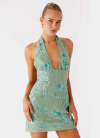 Monet Beaded Mini Dress - Mint