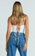 Brigitte Bodysuit - Sweetheart Paneled Bodysuit in White
