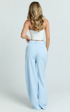 Selena Pants - High Waisted Wide Leg Tailored Pants in Baby Blue