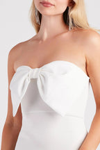 A Gift Bow Crepe Mini Dress