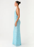 Ocean Views Sequin Maxi Dress - Blue