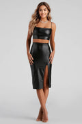 Sleek Stunner High-Slit Midi Skirt