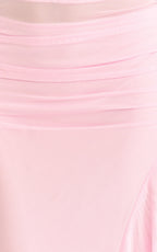 Almarie Midi Dress - Halter Neck Mesh Dress in Pink
