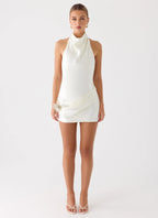 Play It Out Cowl Mini Dress - Ivory