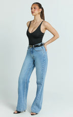 Stephie Bodysuit - V Neck Bodysuit in Black