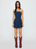 Fantastical Strapless Playsuit Dark Denim