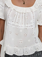 Teigen Broiderie Top White