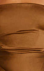 Rumi Midi Dress - Rushed Bodiest Satin Dress in Chocolate