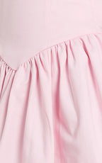 Helda Midi Dress - Halter Tie Neck Corset Panel Dress in Pink