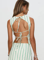 Penelopie Backless Top Green Stripe