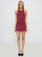 Traye Ruched Mini Dress Burgundy