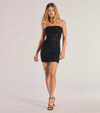 Lena Strapless Bodycon Beaded Mesh Mini Dress