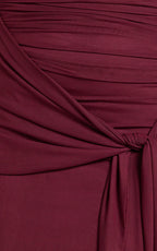 Nicolette Maxi Dress - Cape Sleeve Off Shoulder Dress in Wine