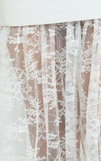 Alegra Maxi Dress - Peplum Bodice Lace Skirt Dress in Ivory