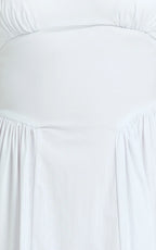 Donatella Midi Dress - Ruched Bust Fit And Flare Dress in White