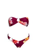 Candy High Cut Cheeky Bikini Bottoms Burgundy Floral